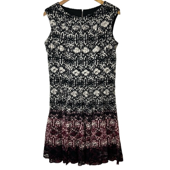Roz Ali Lace Tunic Style Swing Dress Ombré Black Magenta Size 10 - Picture 13 of 13